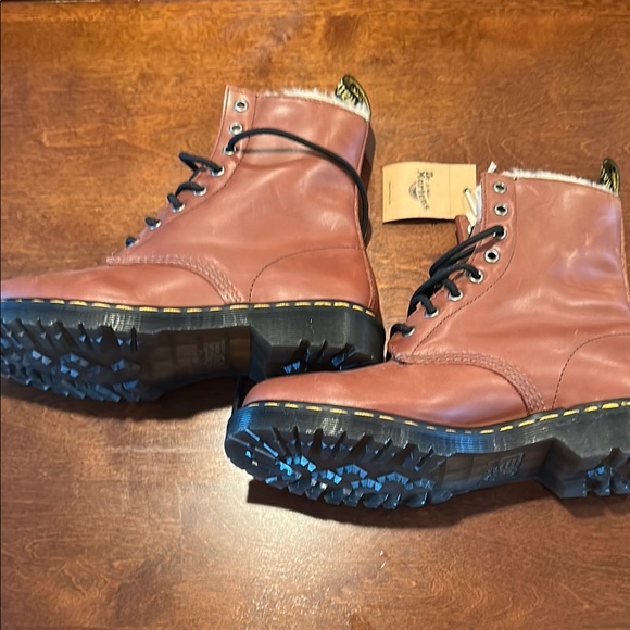 Dr. Martens Brown Leather Combat Boots with Air-Cushioned Sole - Picture 6 of 13